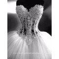 Neueste Kleider Alibaba Elegante Perlen Weiße Ballkleid Rüsche Brautkleider Vestidos de Novia 2016 LW257